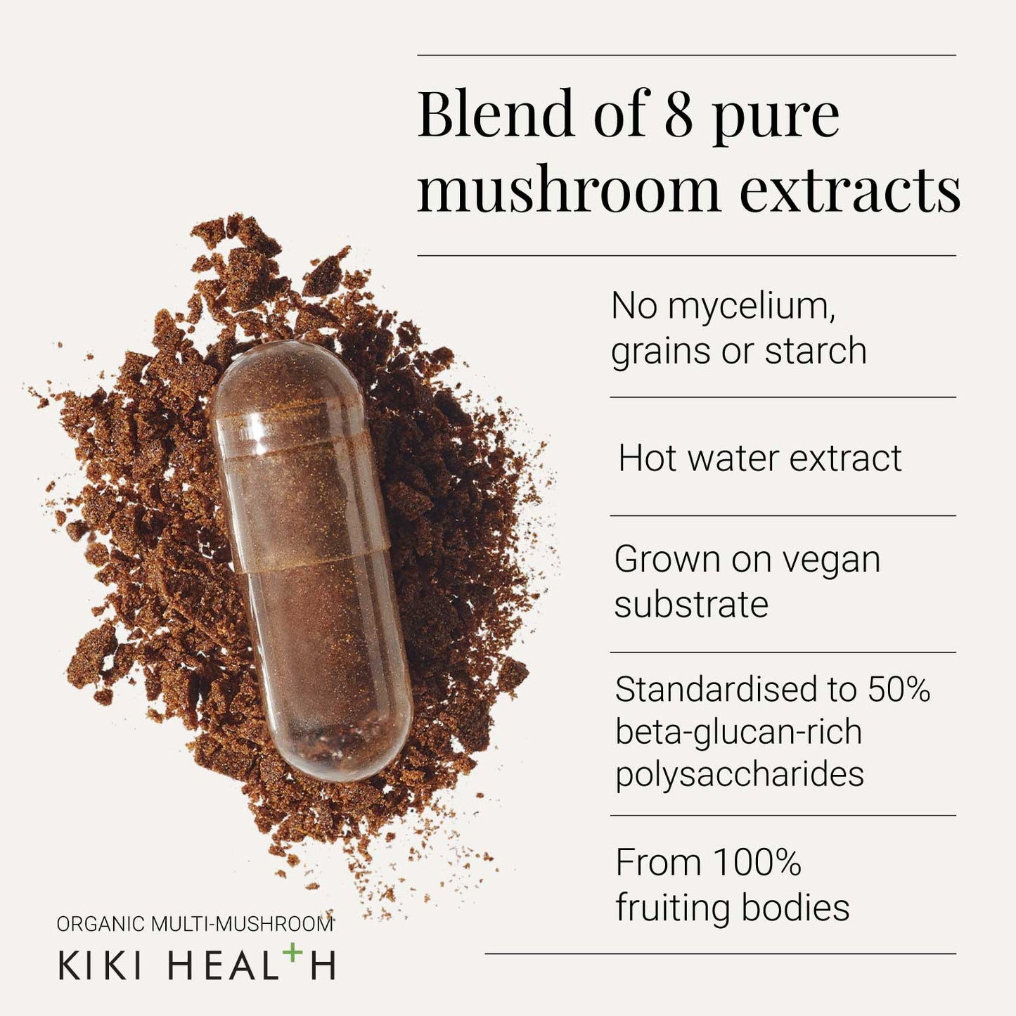 Kiki Health KIKI Health Organic Mushroom Extract 8 Multi Blend | 60 Capsules