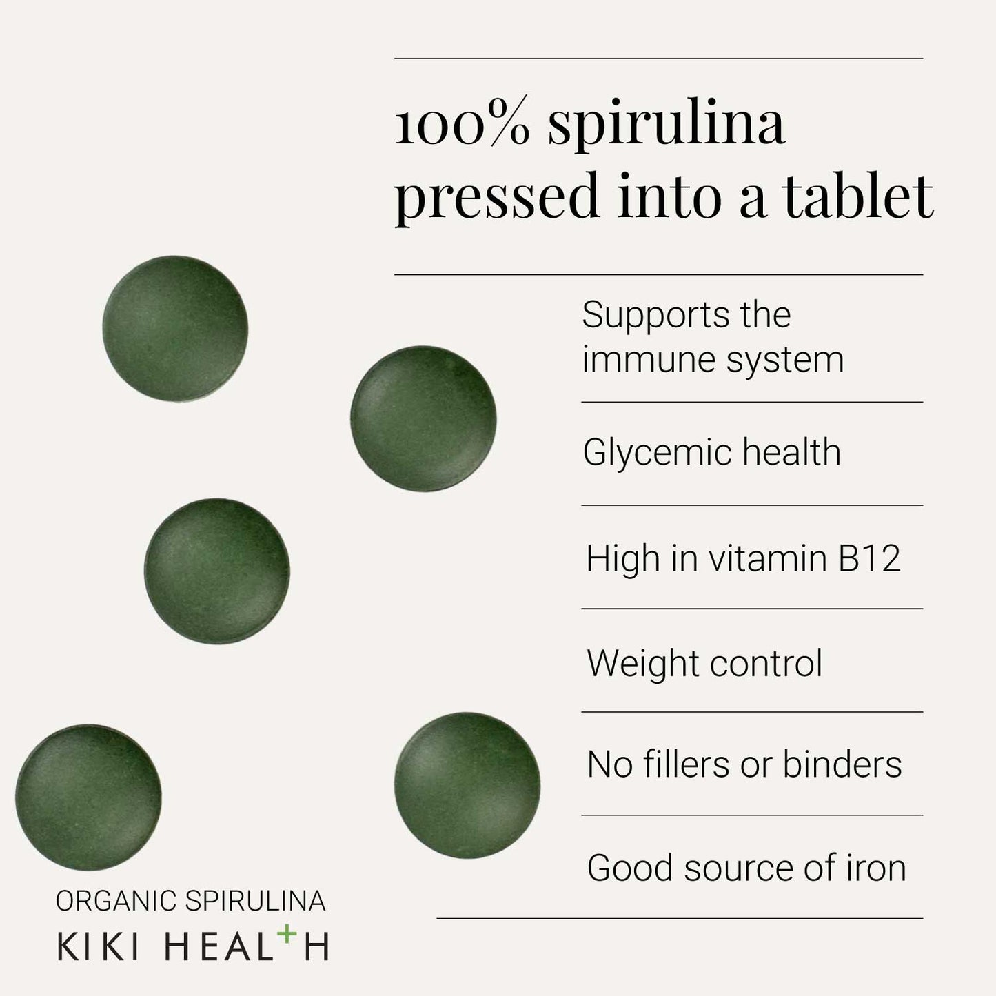 Kiki Health KIKI Health Organic Spirulina Tablets | 200 Tablets