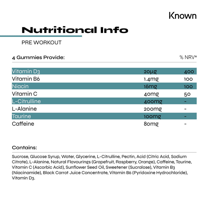 Known Nutrition Gummies Known Nutrition Pre-Workout | 60 Gummies