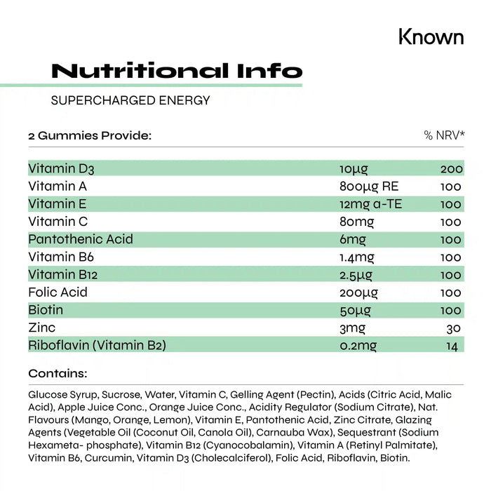 Known Nutrition Gummies Known Nutrition Supercharged Energy | 60 Gummies