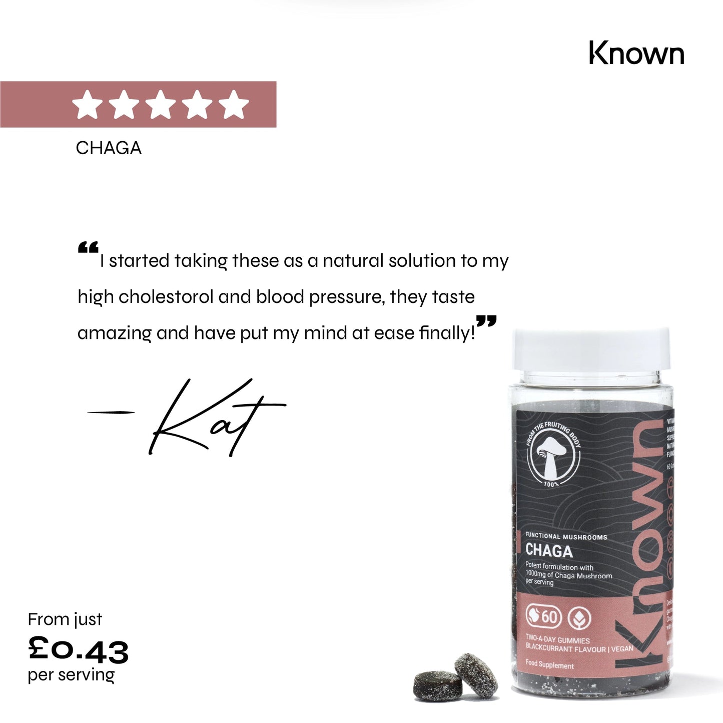 Known Nutrition Known Nutrition Chaga Mushroom Vegan Gummies
