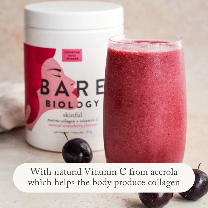 Bare Biology Bare Biology Skinful Marine Collagen + Vitamin C | Strawberry | 300g