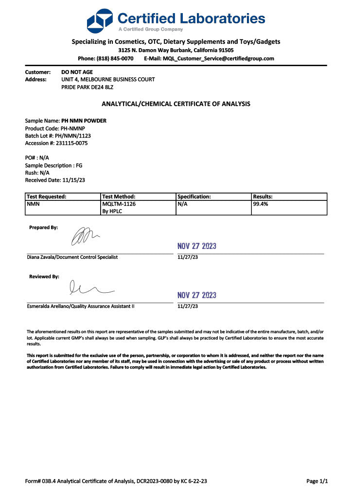 Do Not Age Do Not Age Pure Anti-Aging Longevity NM Powder