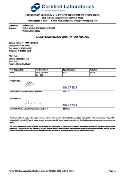 Do Not Age Do Not Age Pure Anti-Aging Longevity NM Powder