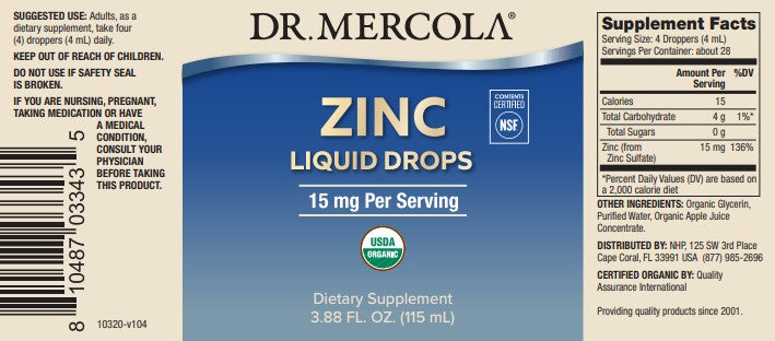 Dr Mercola Zinc Dr Mercola Zinc Liquid Drops | 115ml