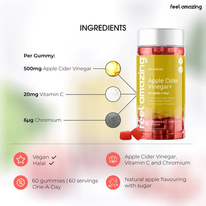 Feel Amazing Feel Amazing Apple Cider Vinegar Gummies+ | 60 Gummies