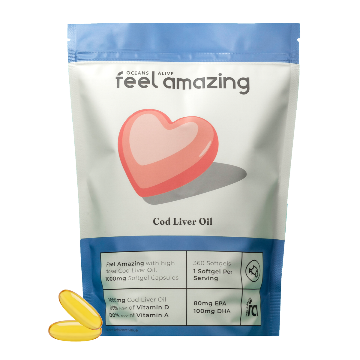 Feel Amazing Cod Liver Oil 1000mg | 360 Softgels