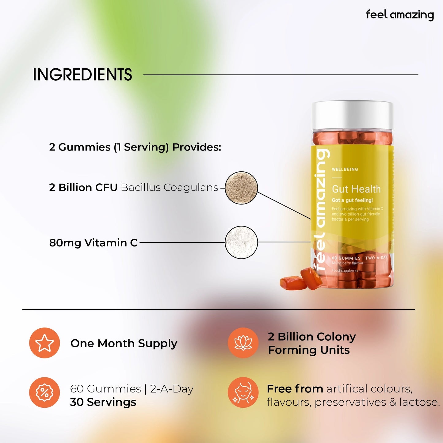 Feel Amazing Feel Amazing Gut Health Probiotic+ | 60 Gummies