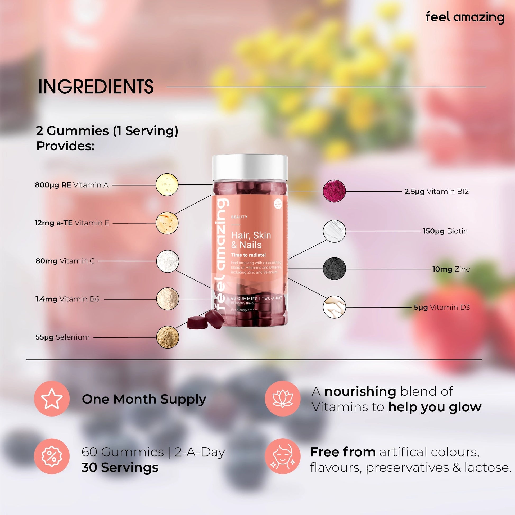 Feel Amazing Feel Amazing Hair, Skin & Nails Complex | 60 Gummies