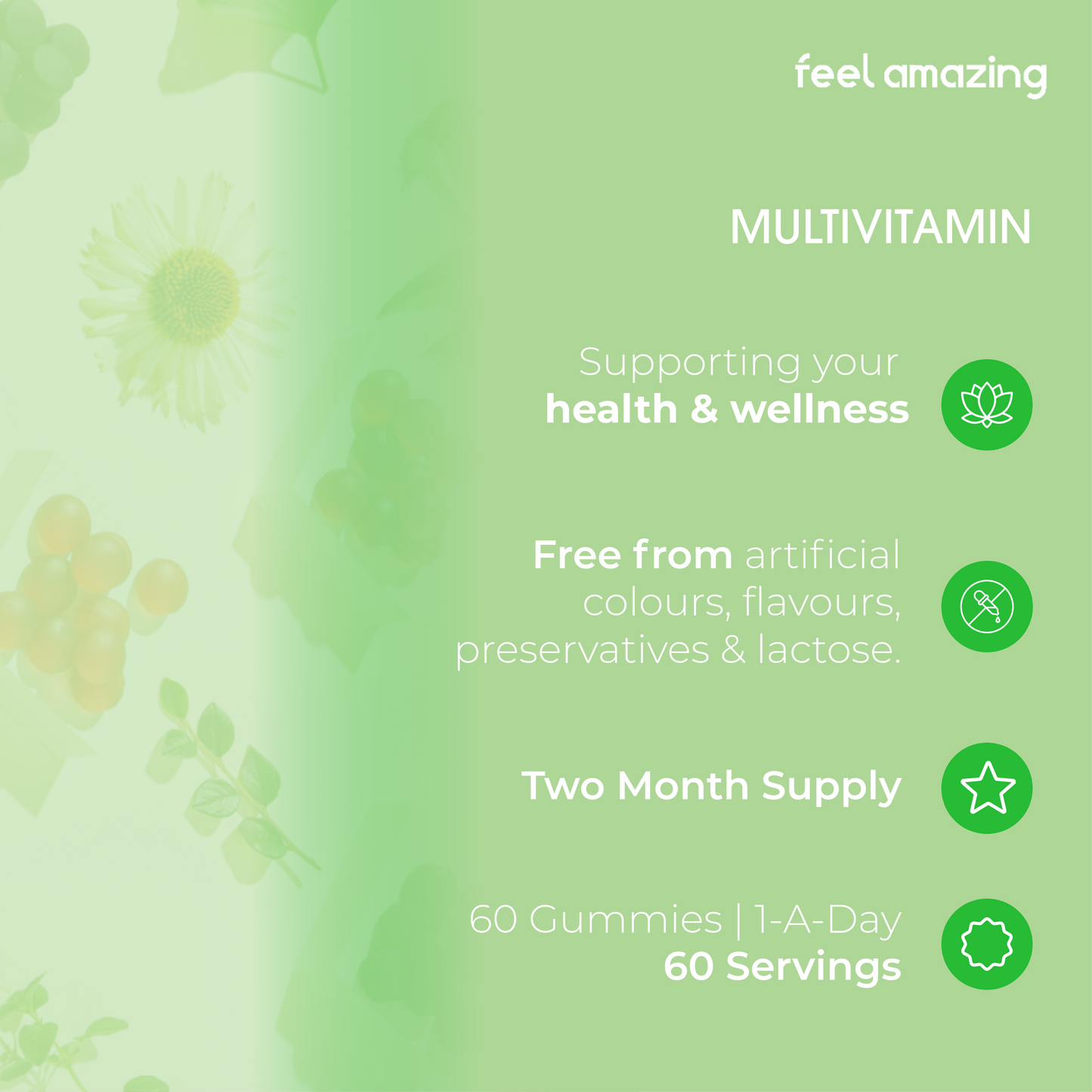 Feel Amazing Feel Amazing Multivitamin | 60 Gummies | Pouch