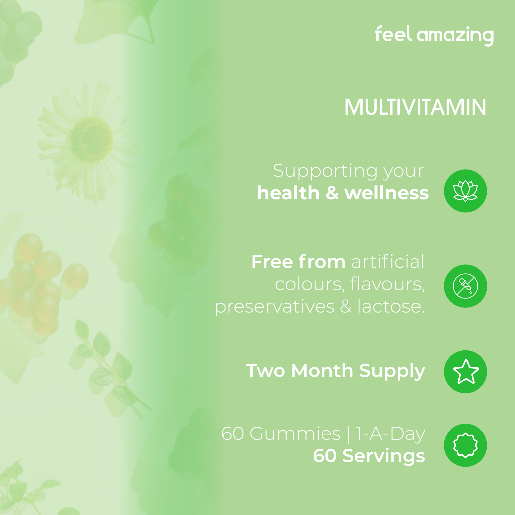 Feel Amazing Feel Amazing Multivitamin | 60 Gummies | Pouch