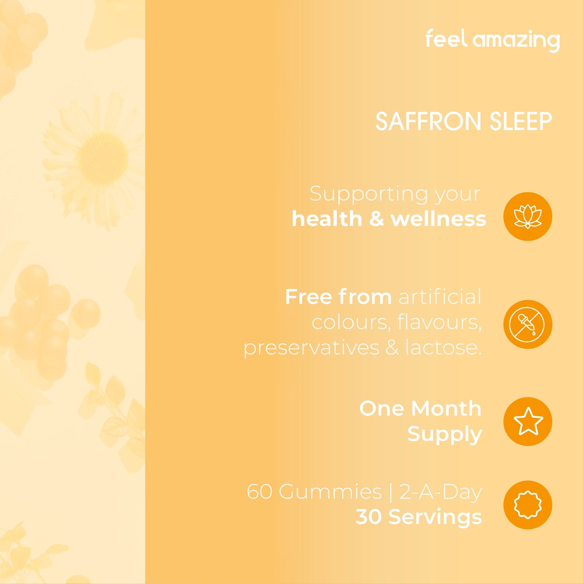 Feel Amazing Feel Amazing Saffron Sleep Complex | 60 Gummies | Pouch