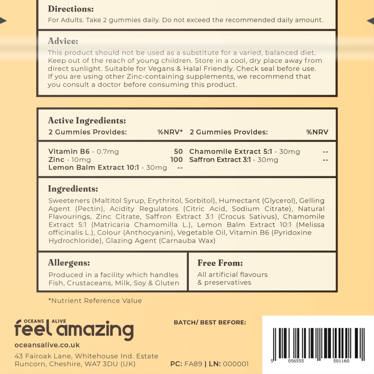 Feel Amazing Feel Amazing Saffron Sleep Complex | 60 Gummies | Pouch