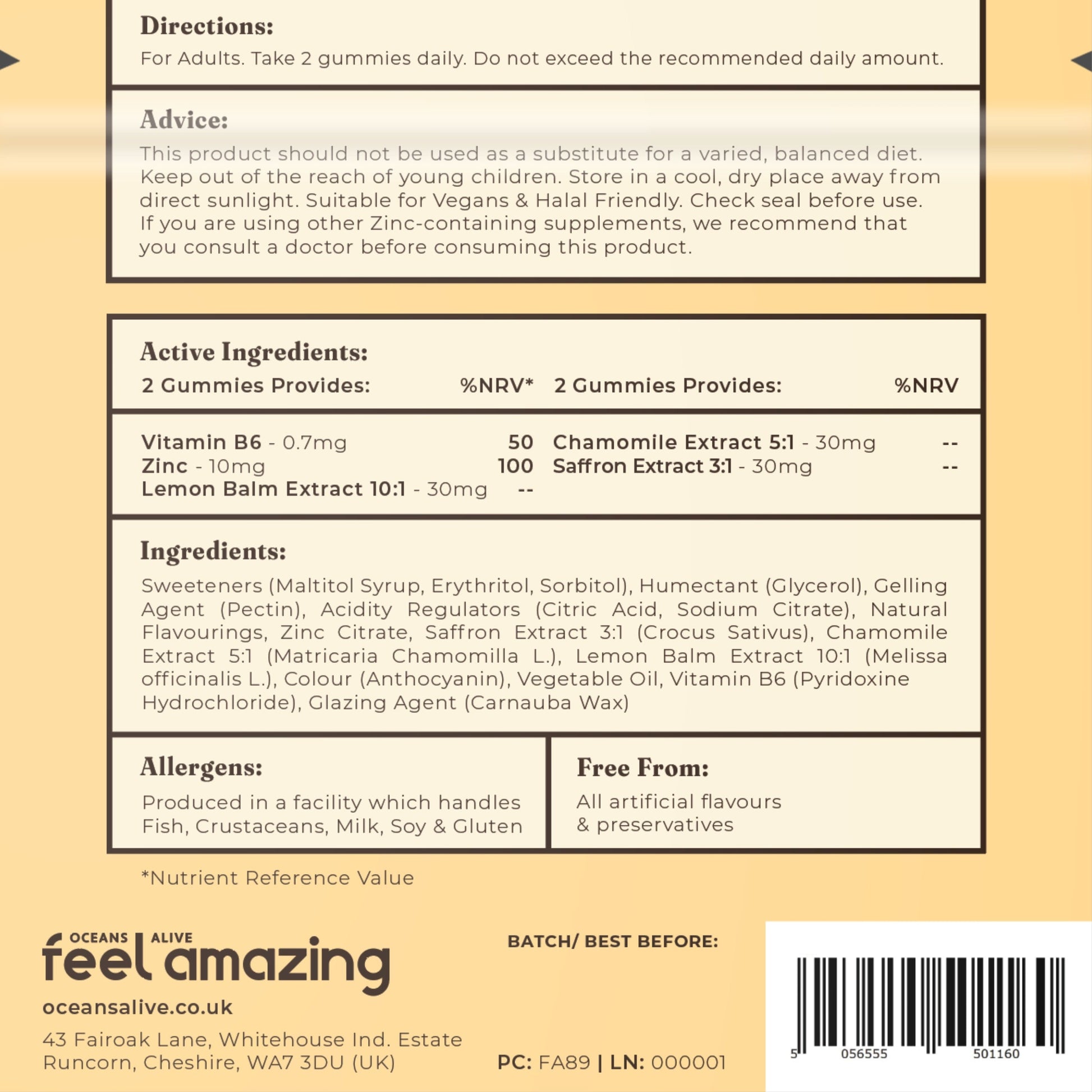 Feel Amazing Feel Amazing Saffron Sleep Complex | 60 Gummies | Pouch