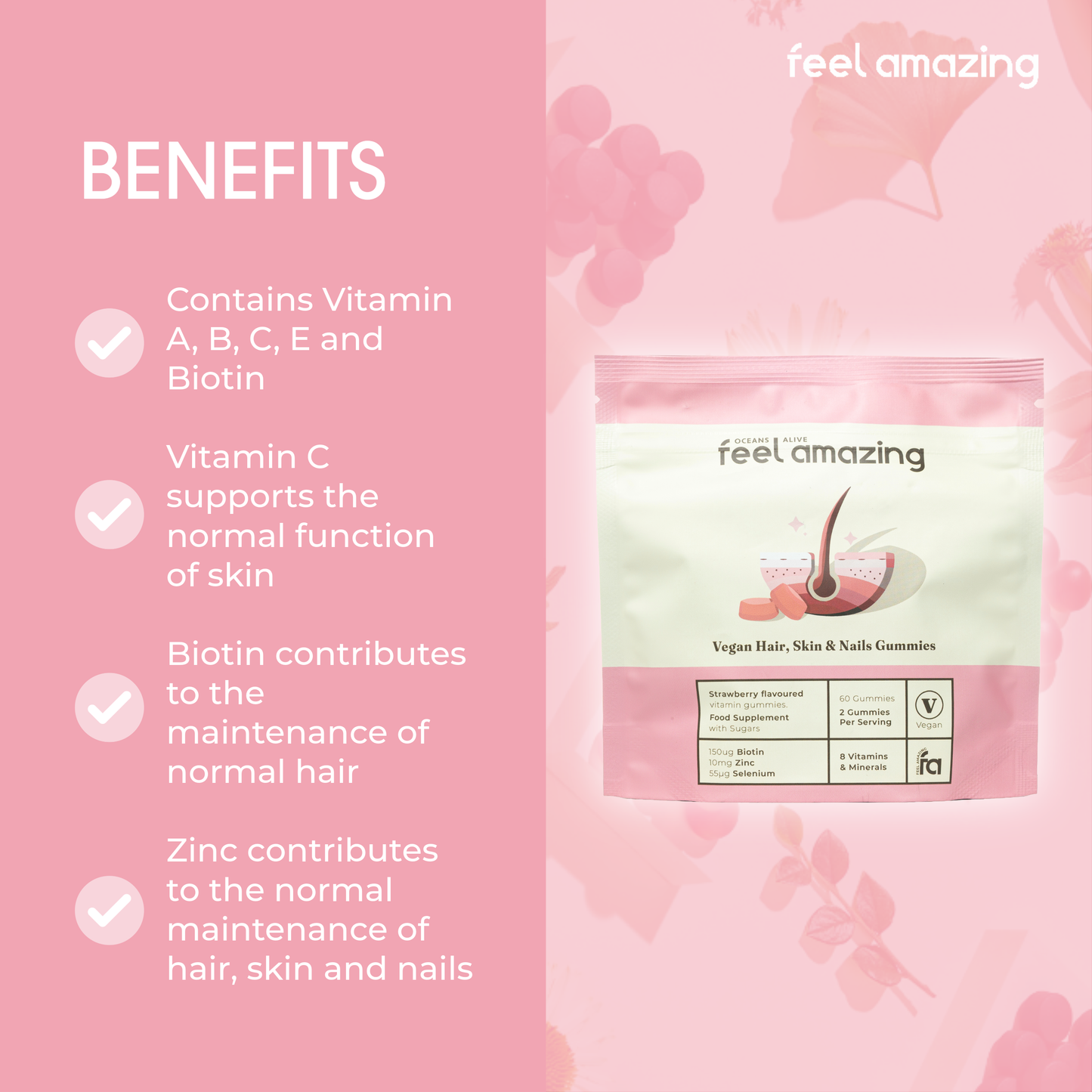 Feel Amazing Feel Amazing Vegan Hair, Skin & Nails Complex | 60 Gummies