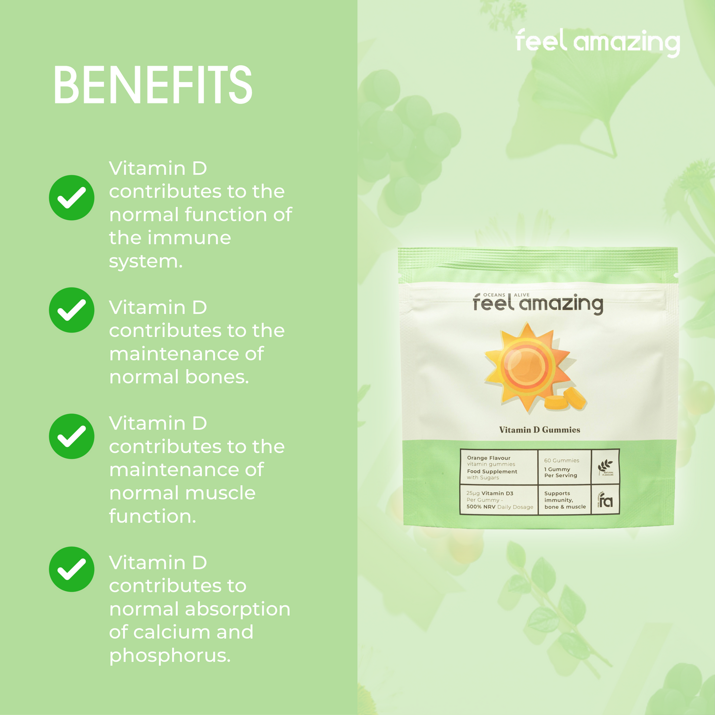 Feel Amazing Feel Amazing Vitamin D | 60 Gummies | Pouch