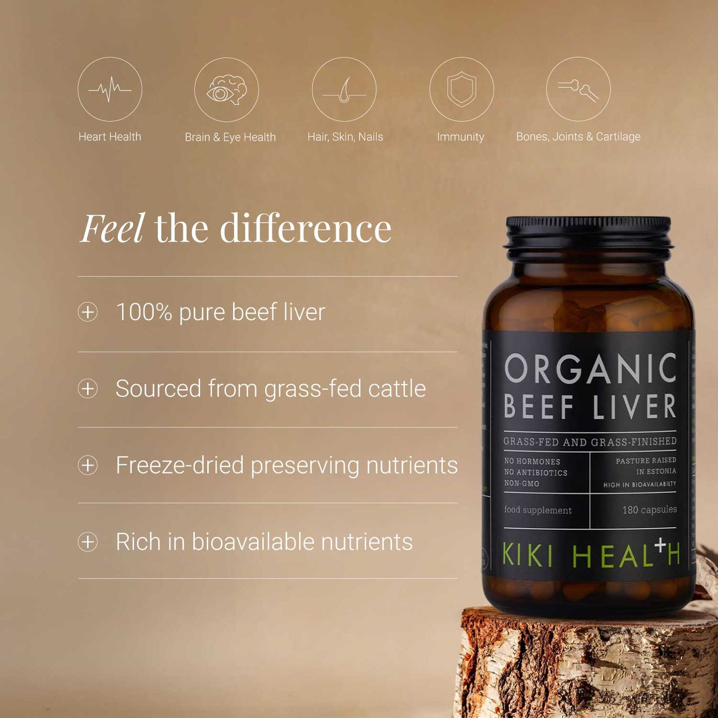 Kiki Health KIKI Health Organic Beef Liver | 180 Capsules