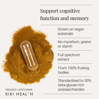 Kiki Health KIKI Health Organic Mushroom Extract Lion's Mane | 60 Capsules