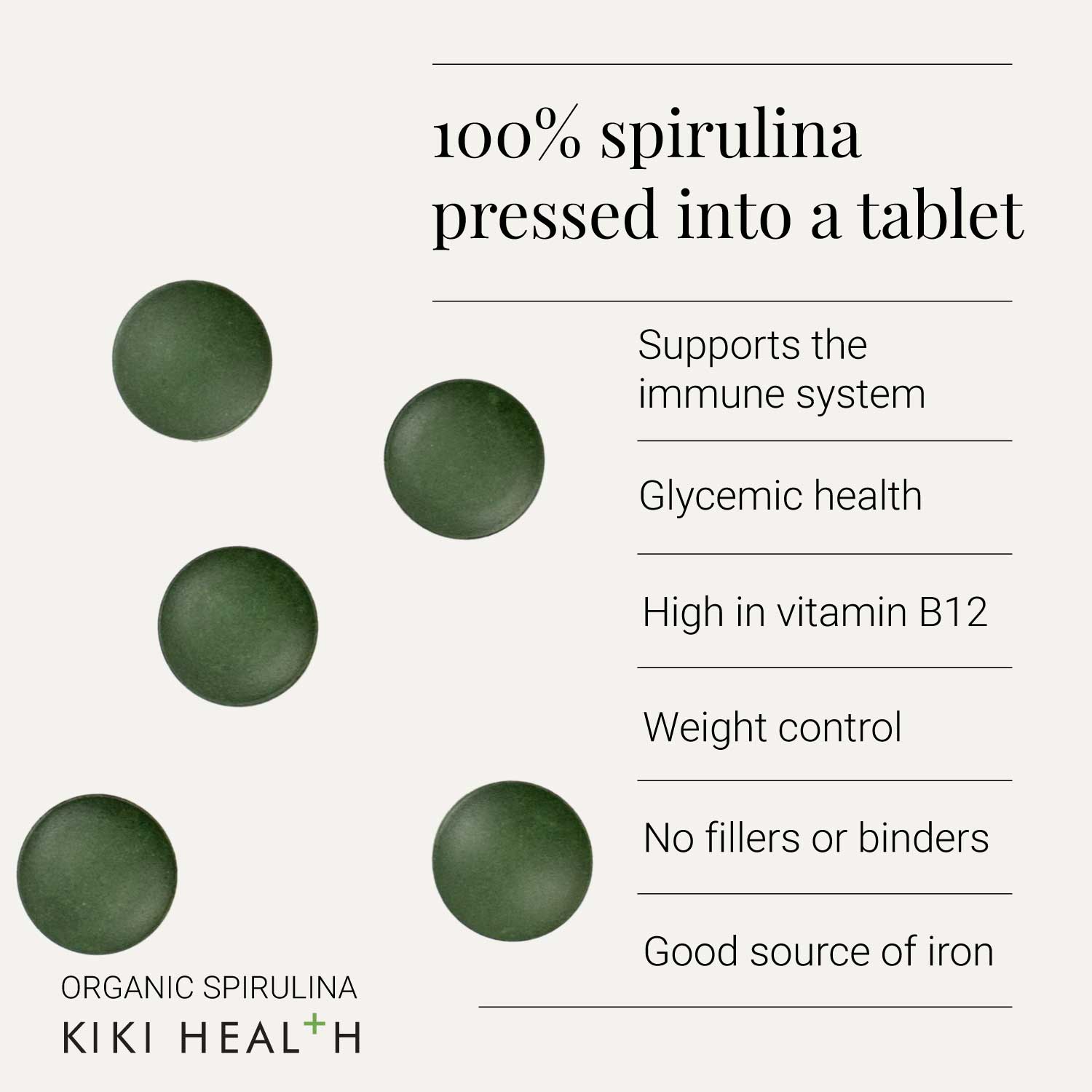 Kiki Health KIKI Health Organic Spirulina Tablets | 200 Tablets