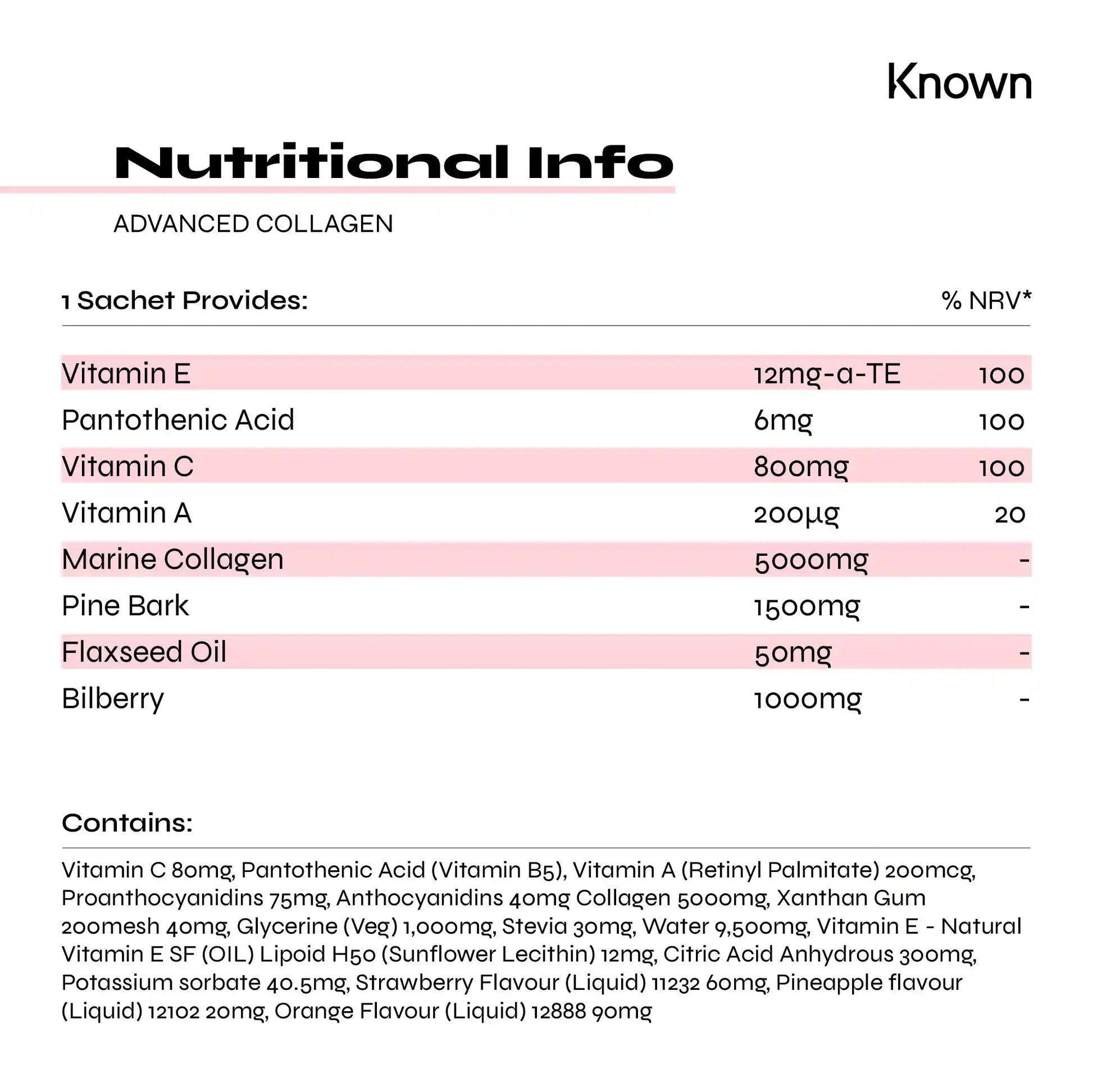 Known Nutrition Collagen Known Nutrition Advanced Collagen Supplement | 14 Sachets