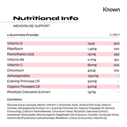 Known Nutrition Female Fit Known Nutrition Menopause Support Gummies | 60 Gummies