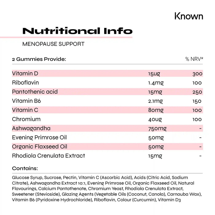 Known Nutrition Female Fit Known Nutrition Menopause Support Gummies | 60 Gummies