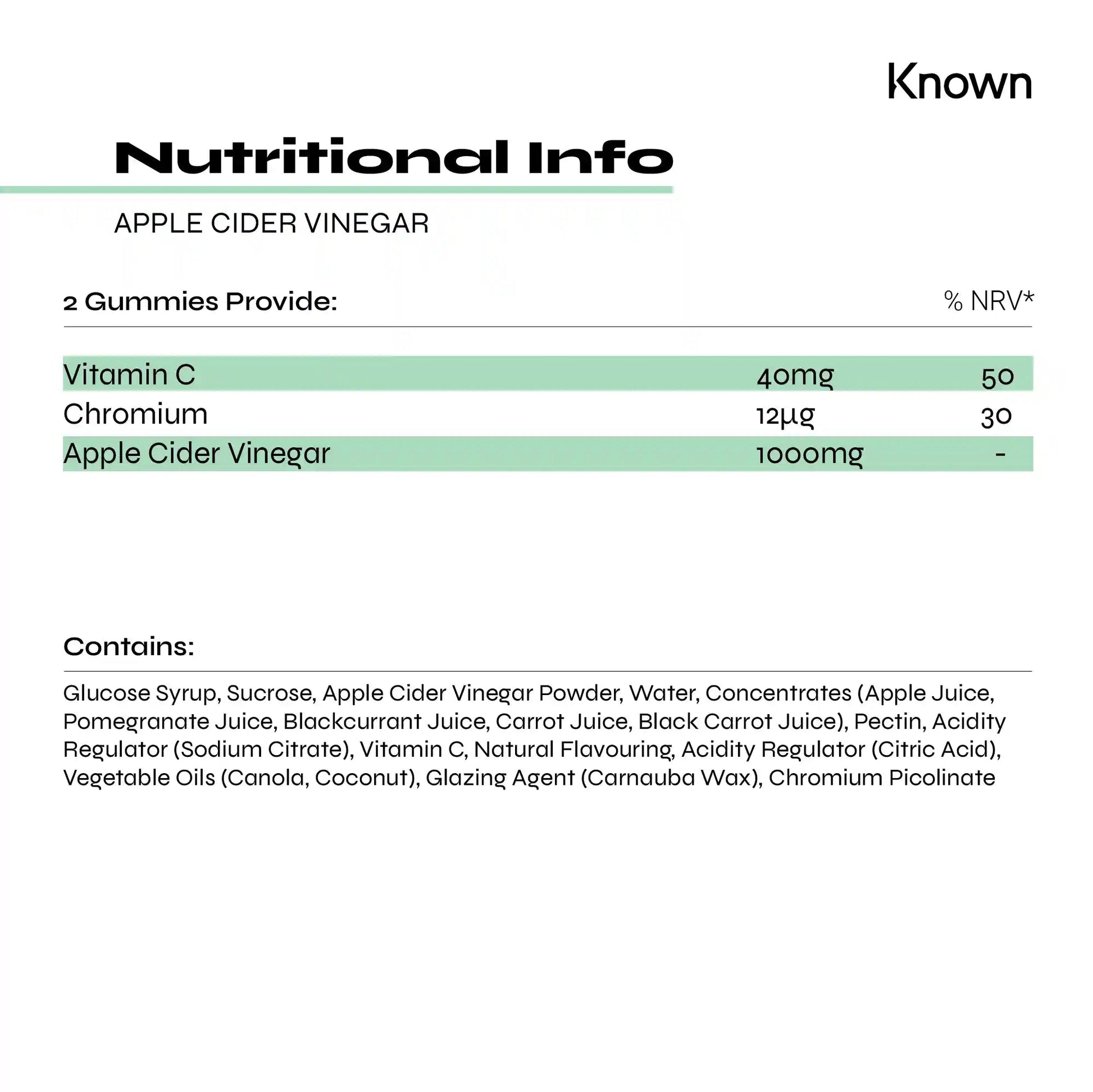 Known Nutrition Gummies Known Nutrition Apple Cider Vinegar | 60 Gummies