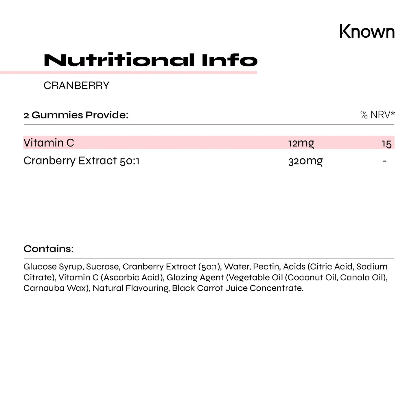 Known Nutrition Gummies Known Nutrition Cranberry | 60 Gummies
