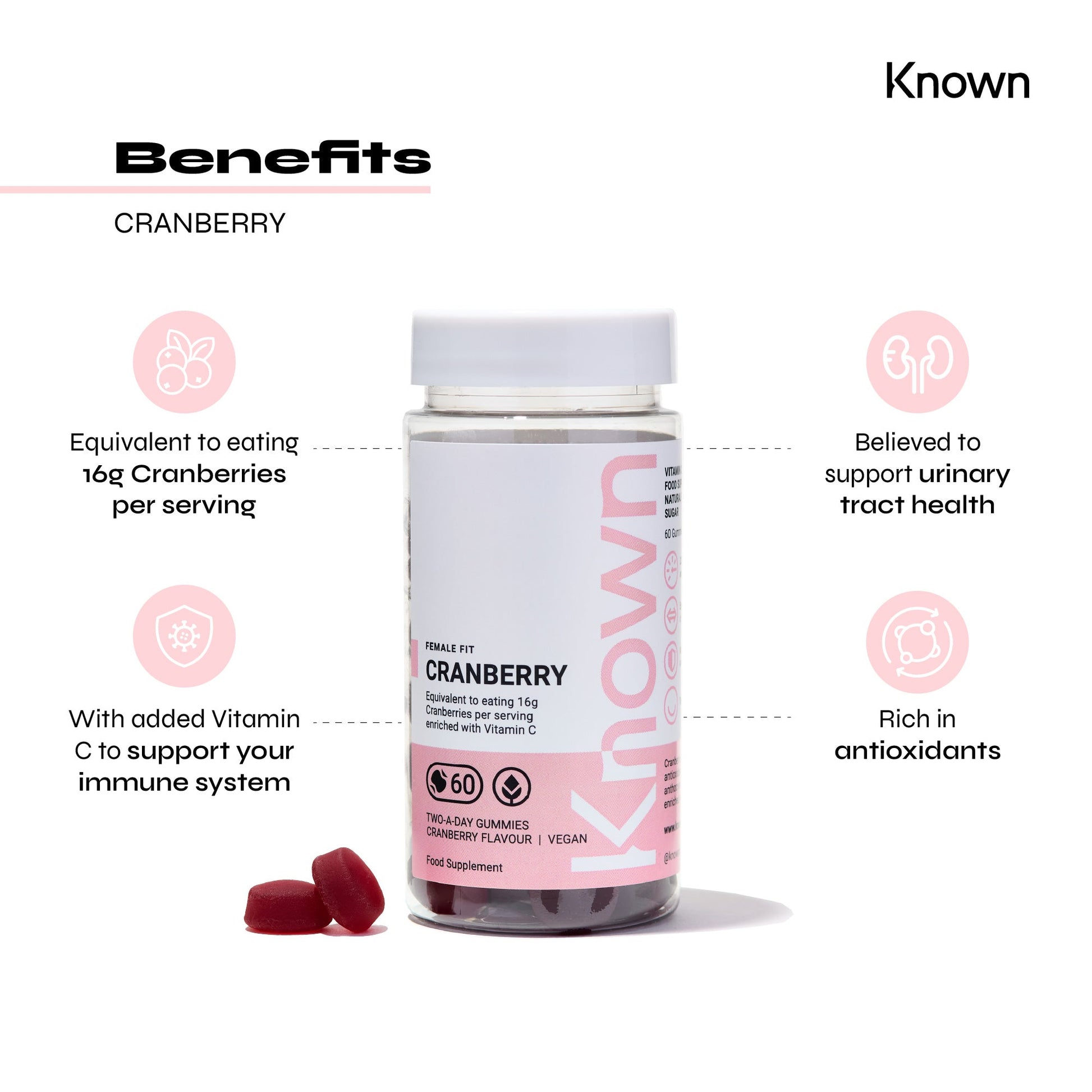 Known Nutrition Gummies Known Nutrition Cranberry | 60 Gummies