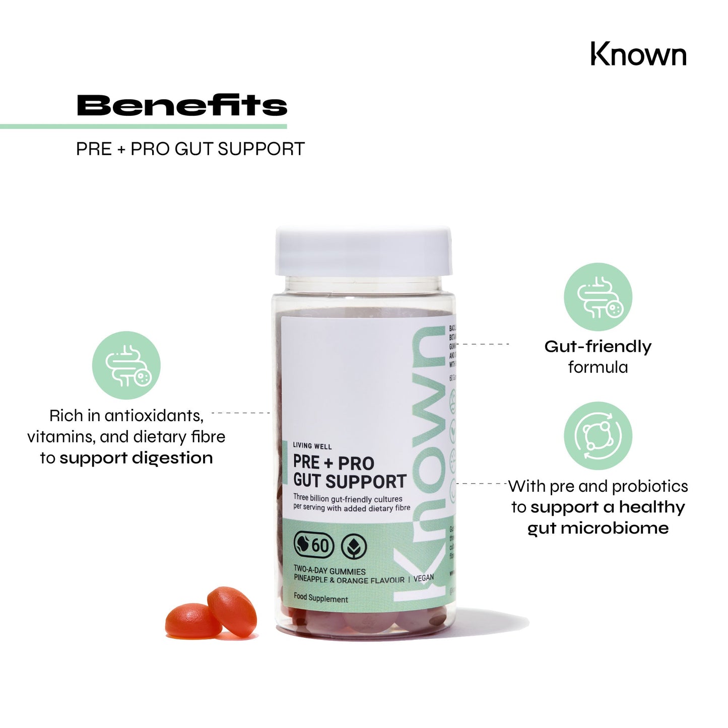 Known Nutrition Gummies Known Nutrition Pre+Pro Gut Support | 60 Gummies