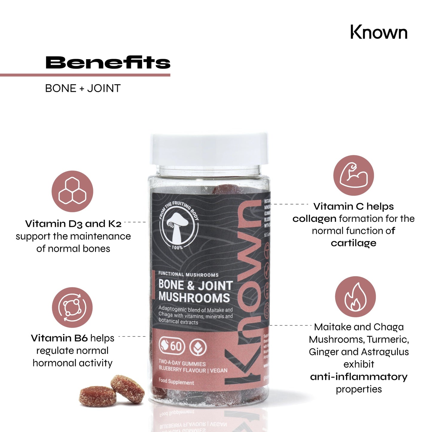 Known Nutrition Known Nutrition Bone & Joint Mushrooms Vegan Gummies