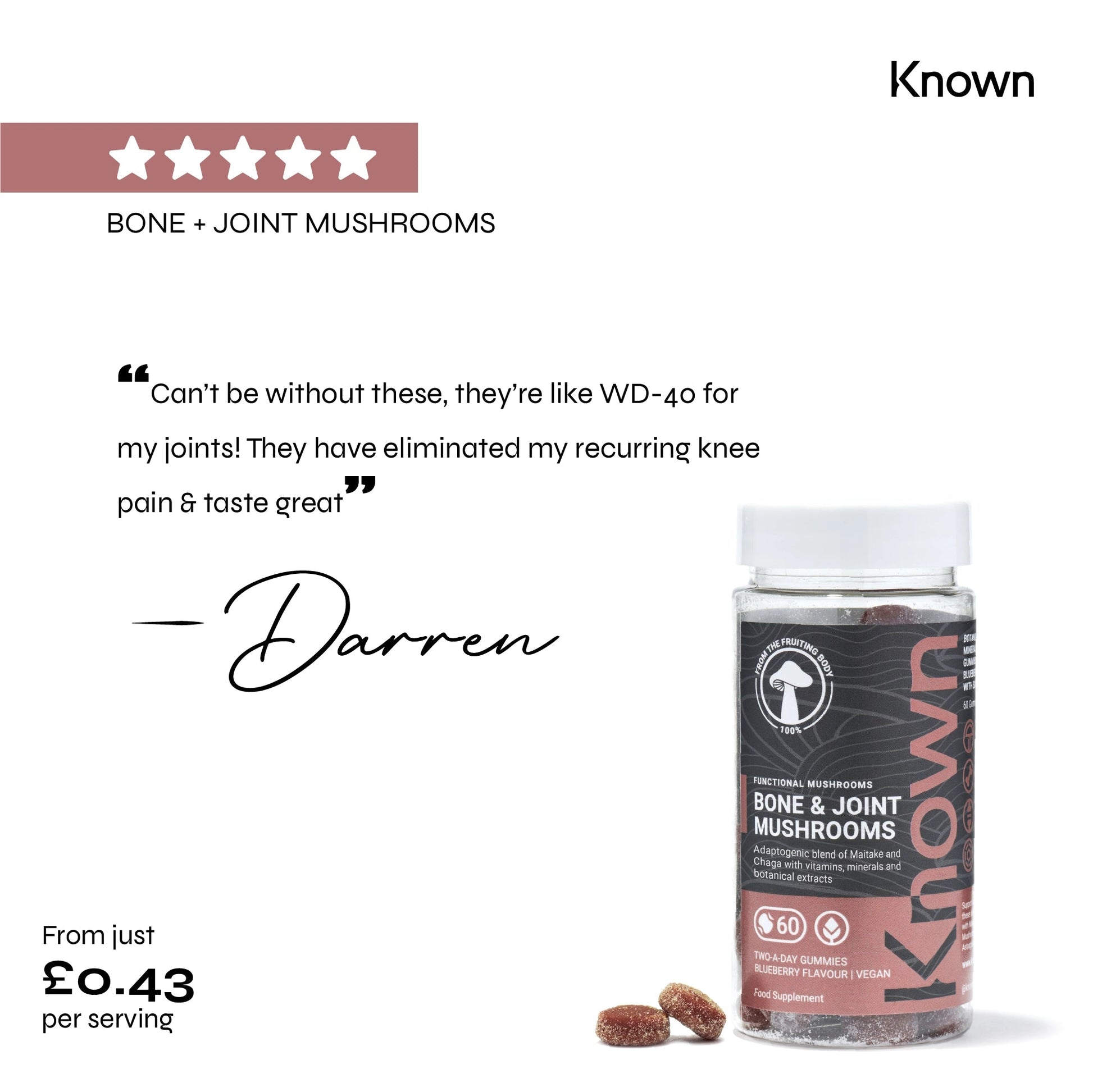 Known Nutrition Known Nutrition Bone & Joint Mushrooms Vegan Gummies