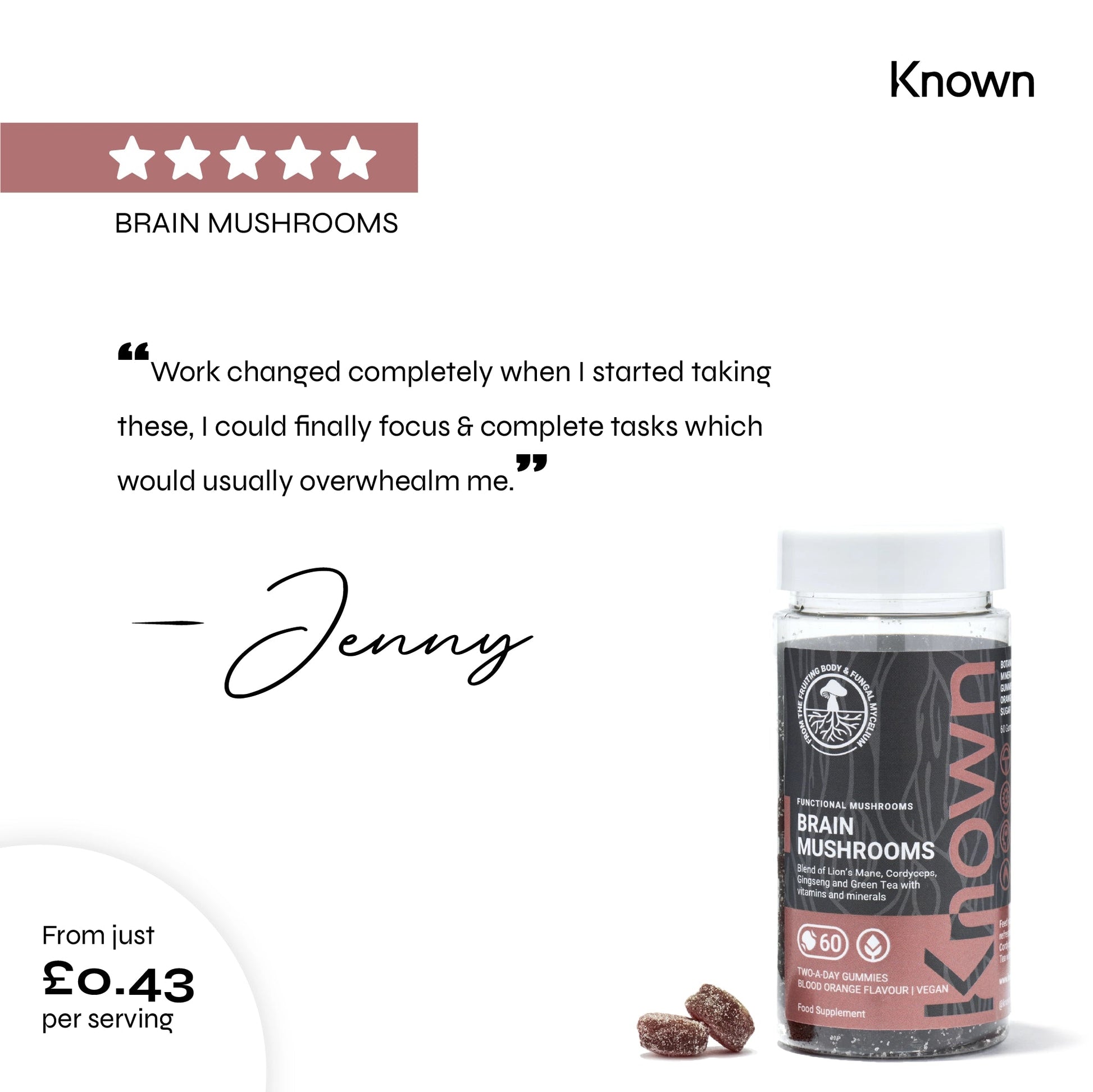 Known Nutrition Known Nutrition Brain Mushrooms Vegan Gummies