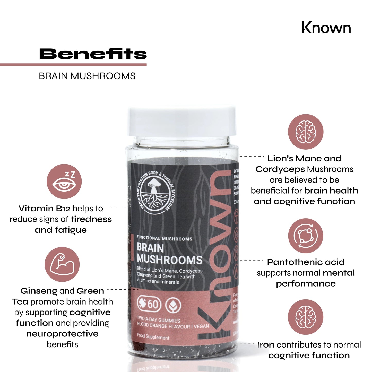 Known Nutrition Known Nutrition Brain Mushrooms Vegan Gummies