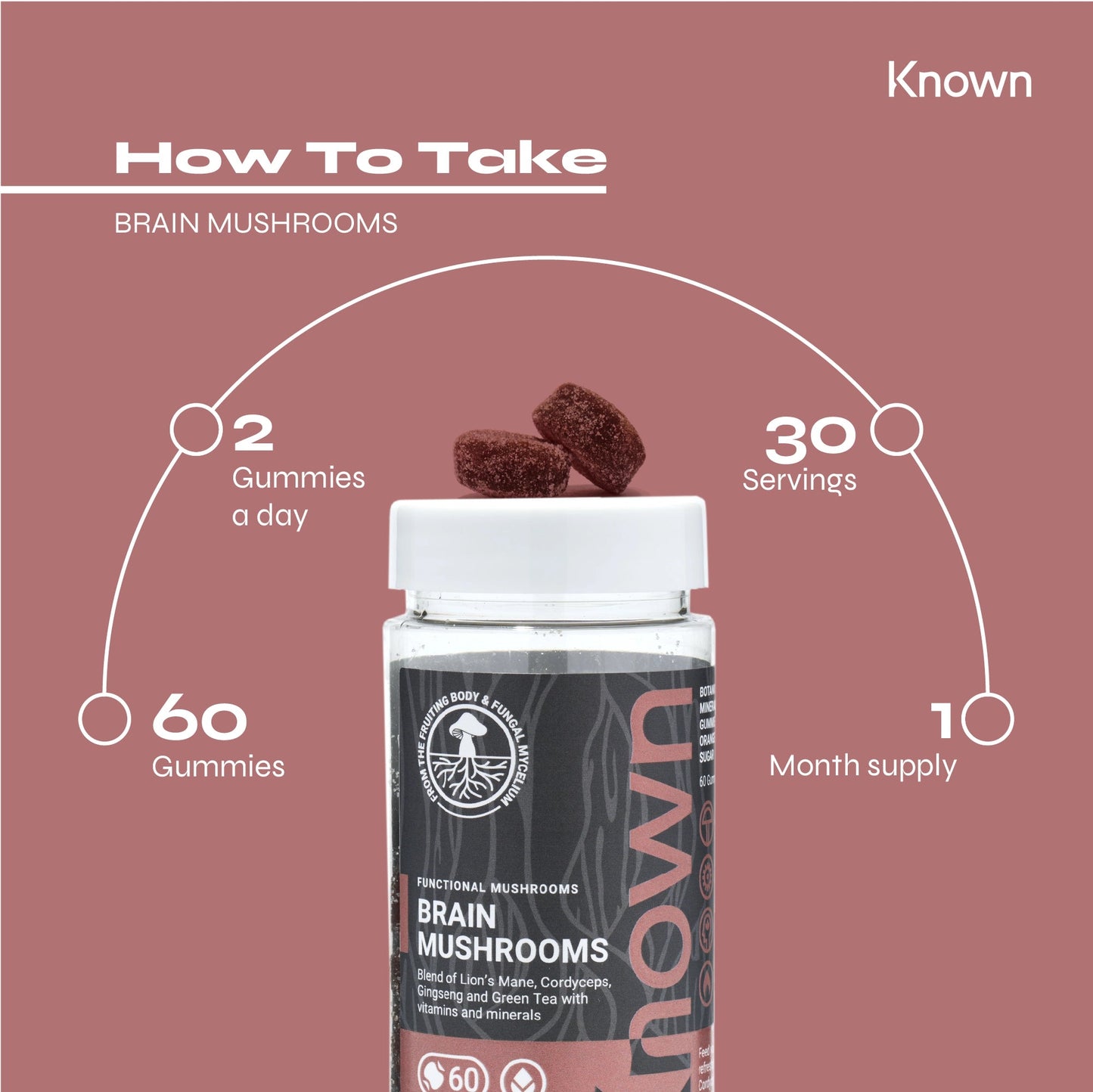 Known Nutrition Known Nutrition Brain Mushrooms Vegan Gummies