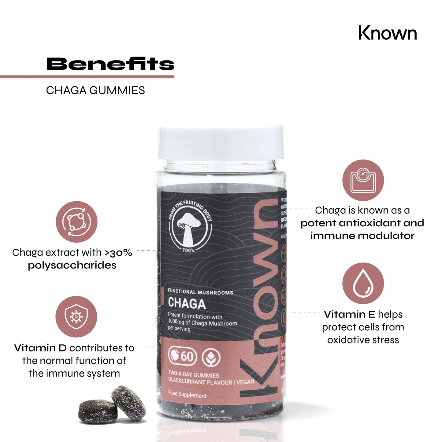 Known Nutrition Known Nutrition Chaga Mushroom Vegan Gummies