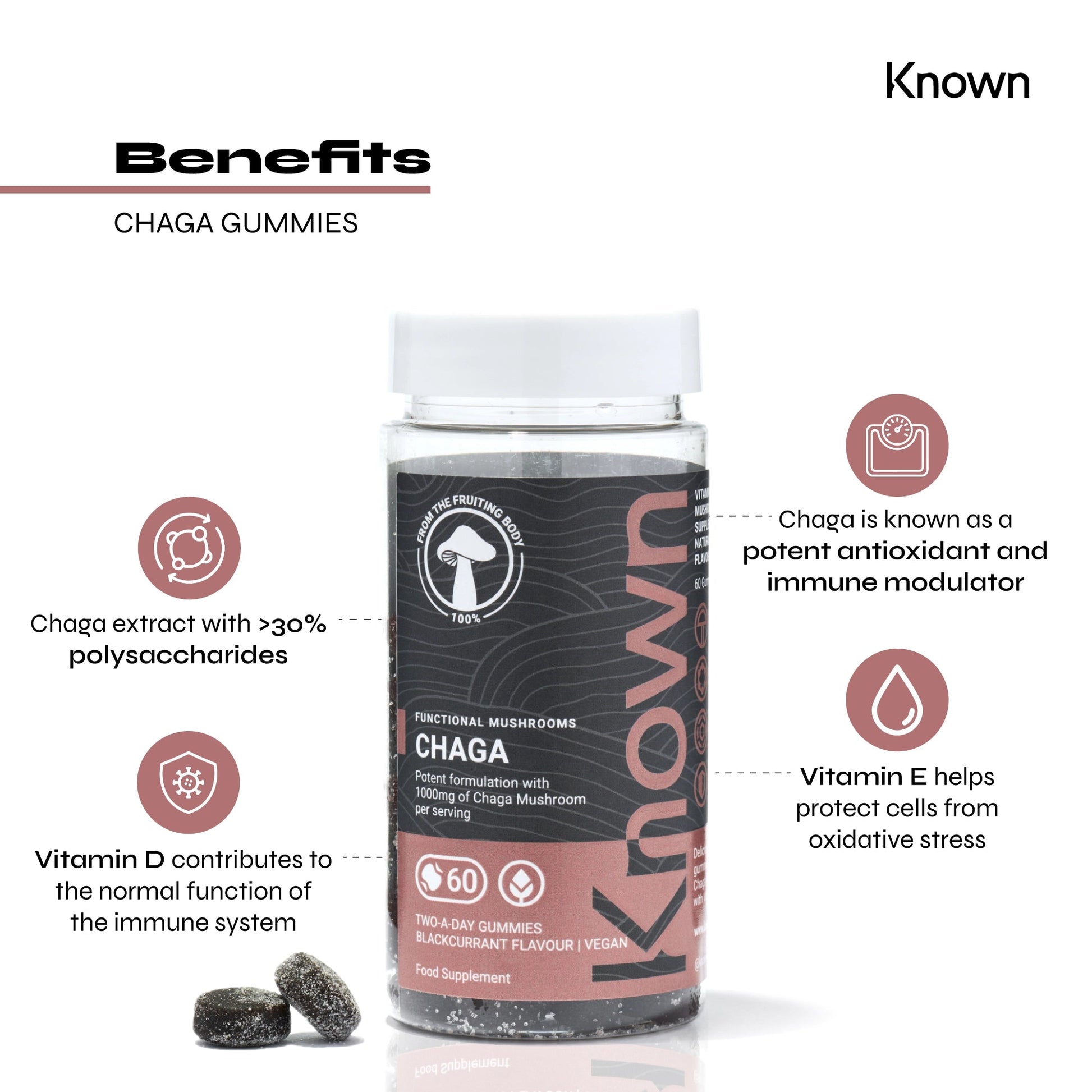 Known Nutrition Known Nutrition Chaga Mushroom Vegan Gummies