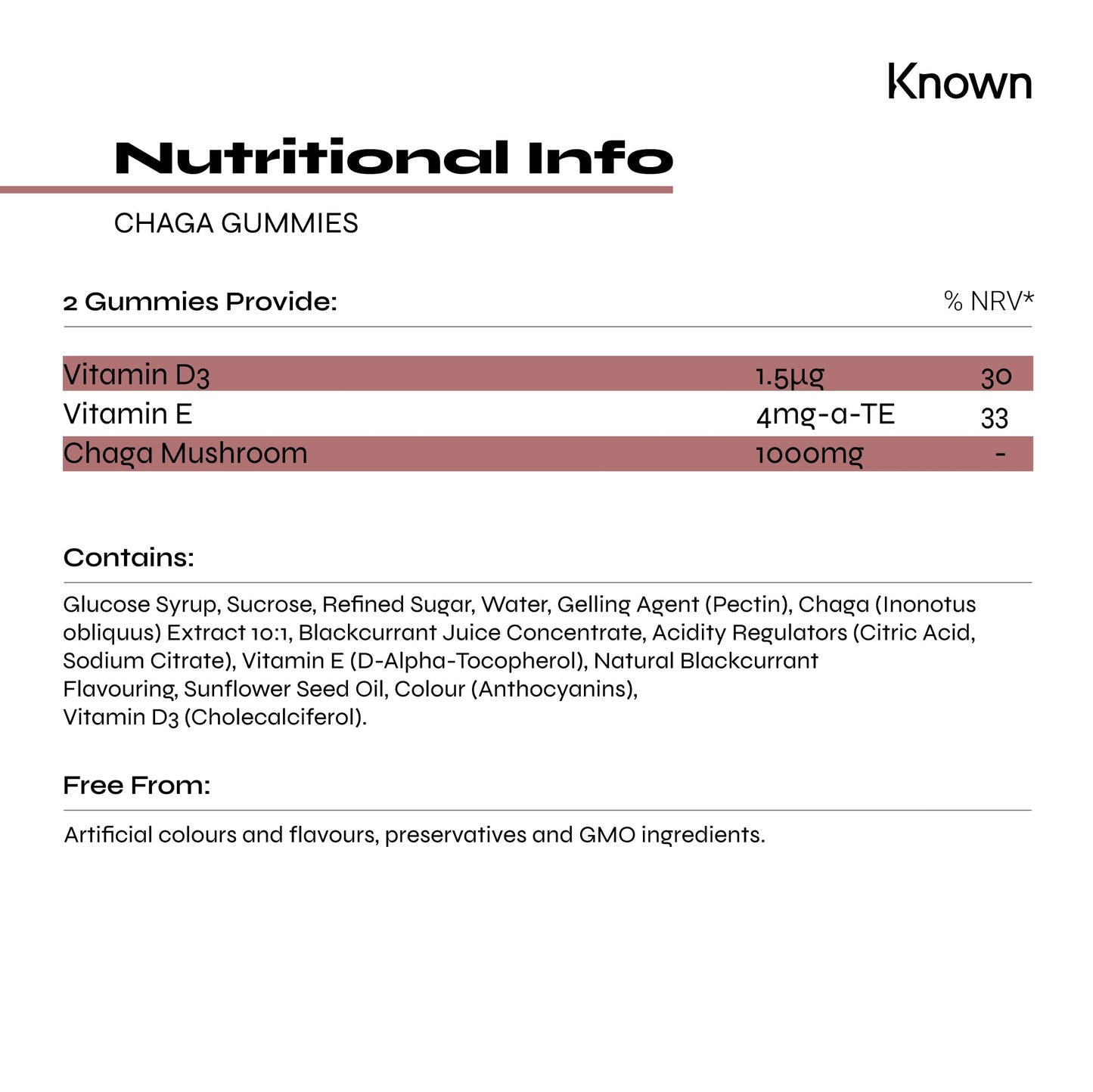 Known Nutrition Known Nutrition Chaga Mushroom Vegan Gummies