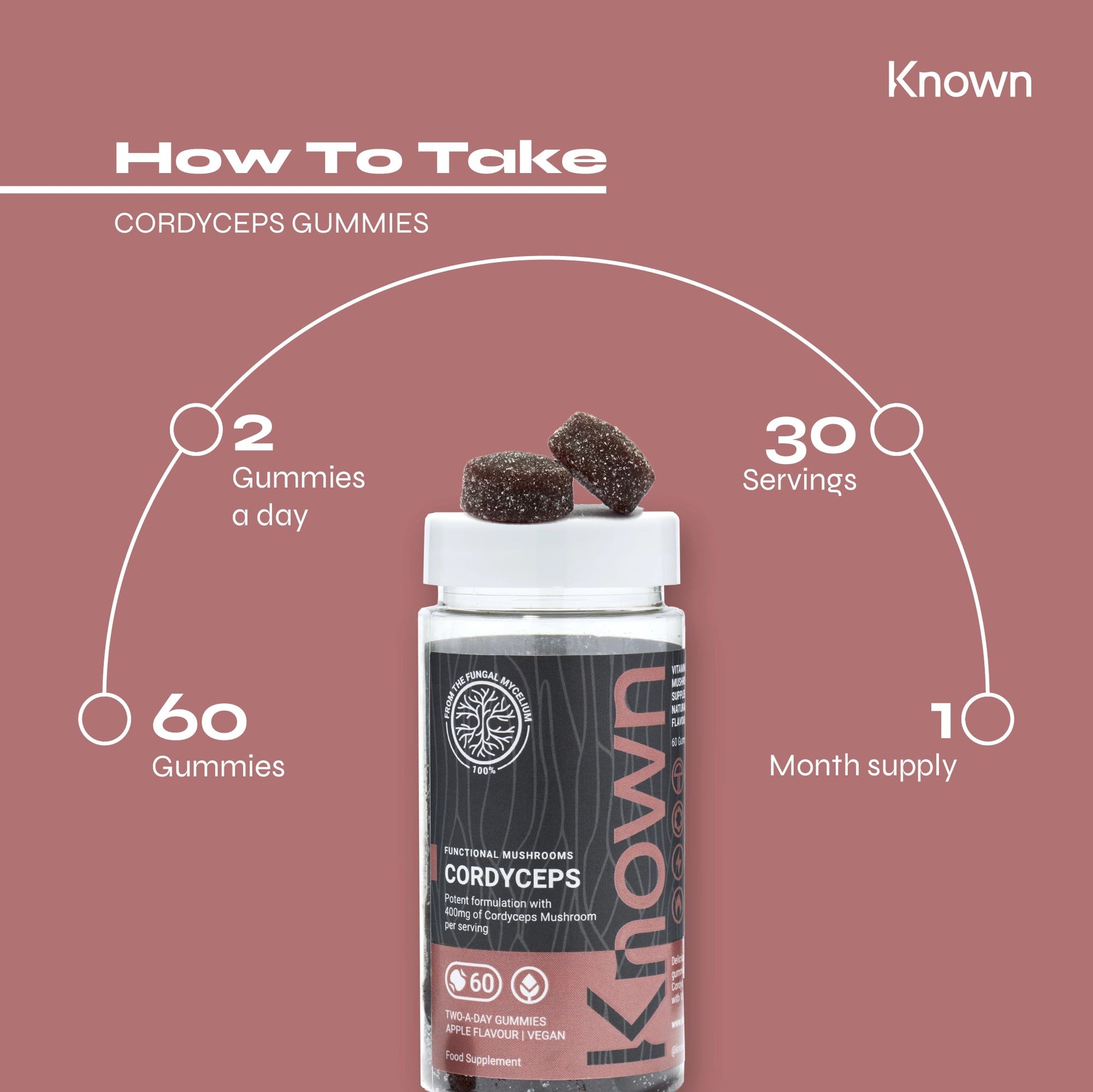 Known Nutrition Known Nutrition Cordyceps Mushroom Vegan Gummies