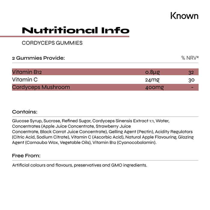 Known Nutrition Known Nutrition Cordyceps Mushroom Vegan Gummies