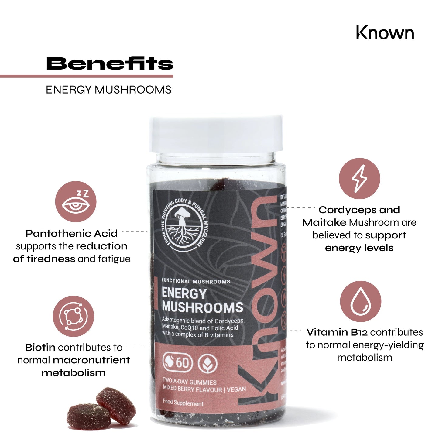 Known Nutrition Known Nutrition Energy Mushrooms Vegan Gummies