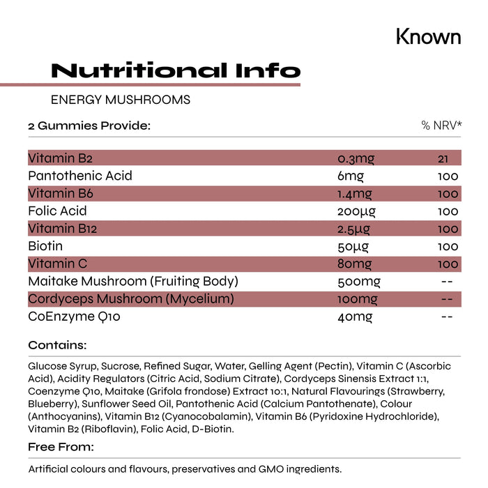 Known Nutrition Known Nutrition Energy Mushrooms Vegan Gummies