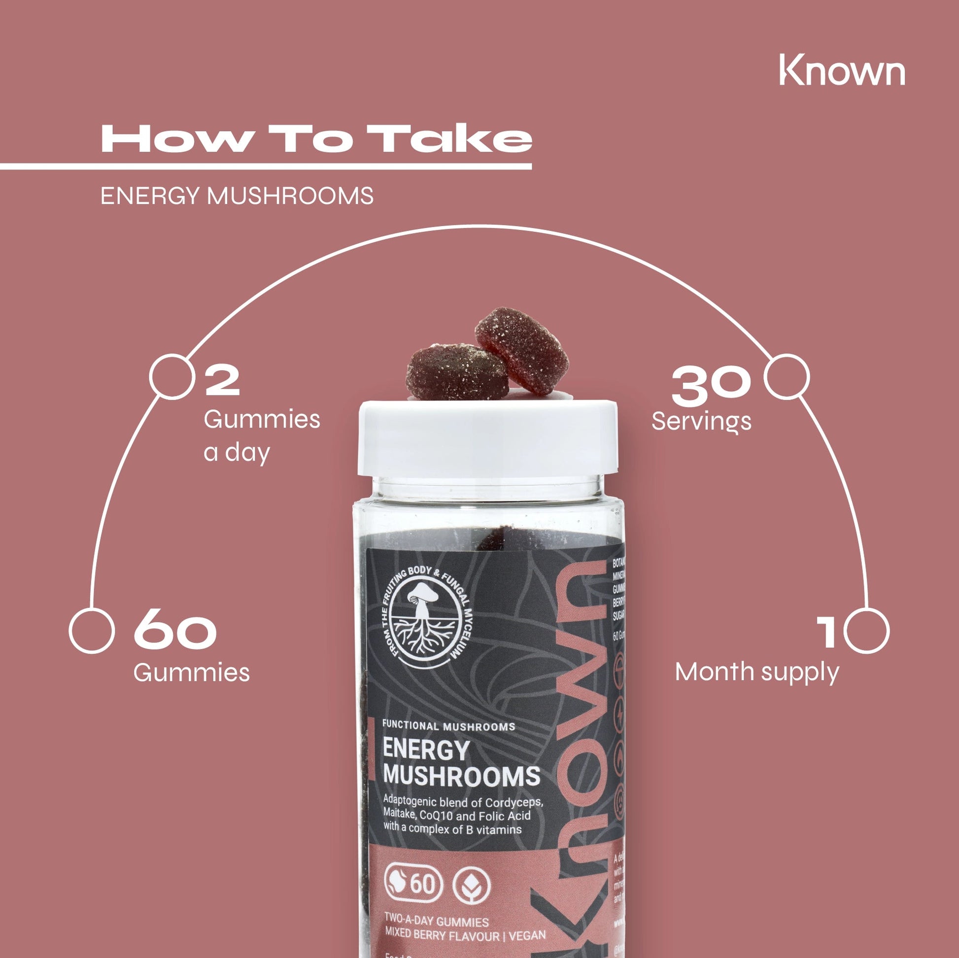 Known Nutrition Known Nutrition Energy Mushrooms Vegan Gummies