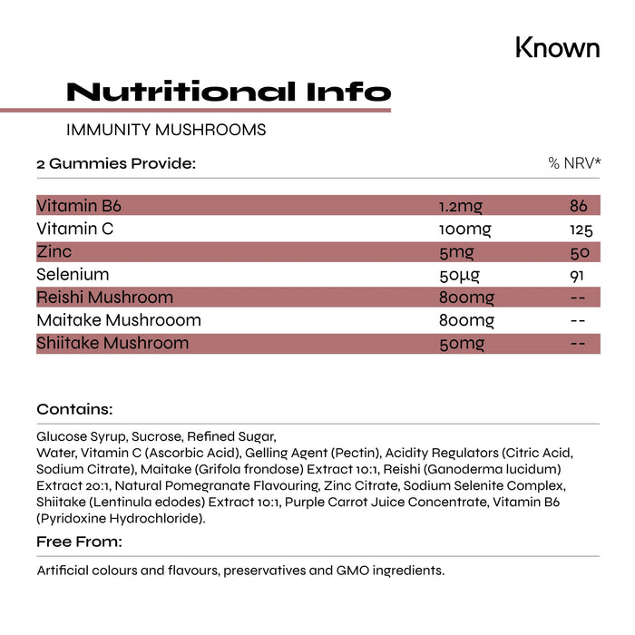 Known Nutrition Known Nutrition Immunity Mushrooms Vegan Gummies