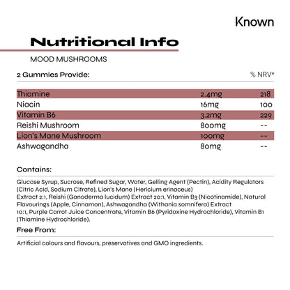 Known Nutrition Known Nutrition Mood Mushrooms Vegan Gummies