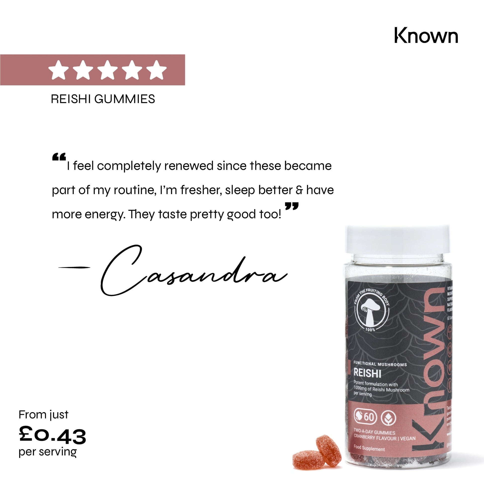 Known Nutrition Known Nutrition Reishi Mushroom Vegan Gummies