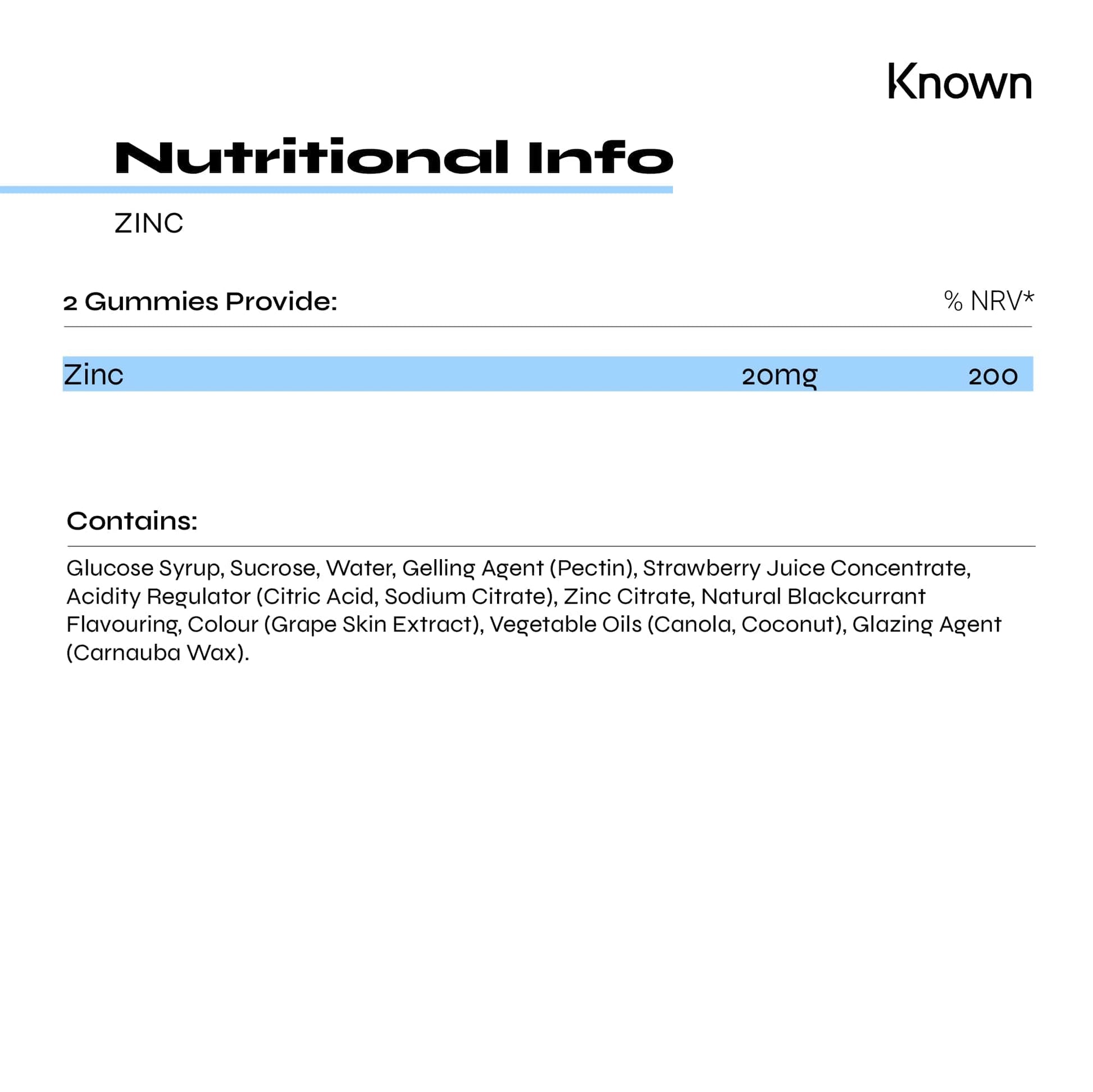 Known Nutrition Known Nutrition Zinc Vegan Gummies