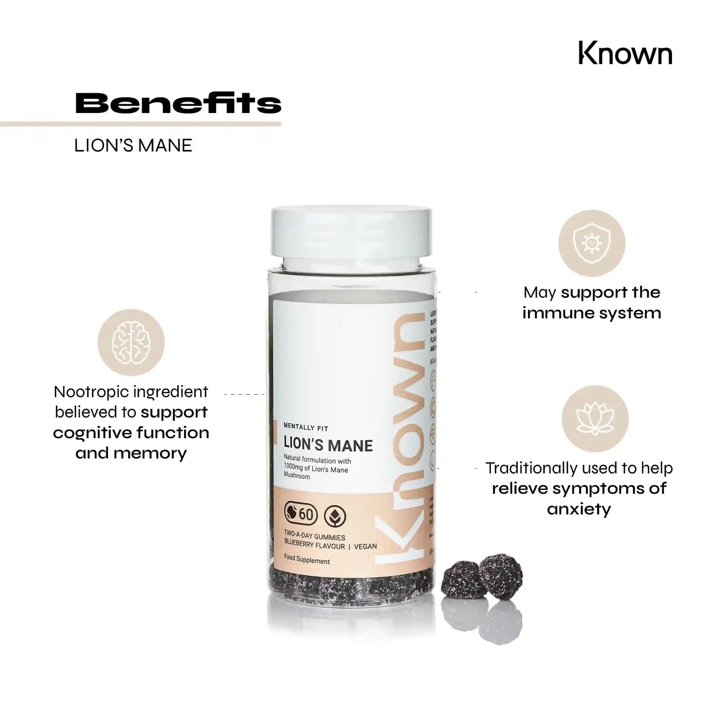 Known Nutrition Mentally Fit Known Nutrition Lion’s Mane Mushroom Gummies | 60 Gummies