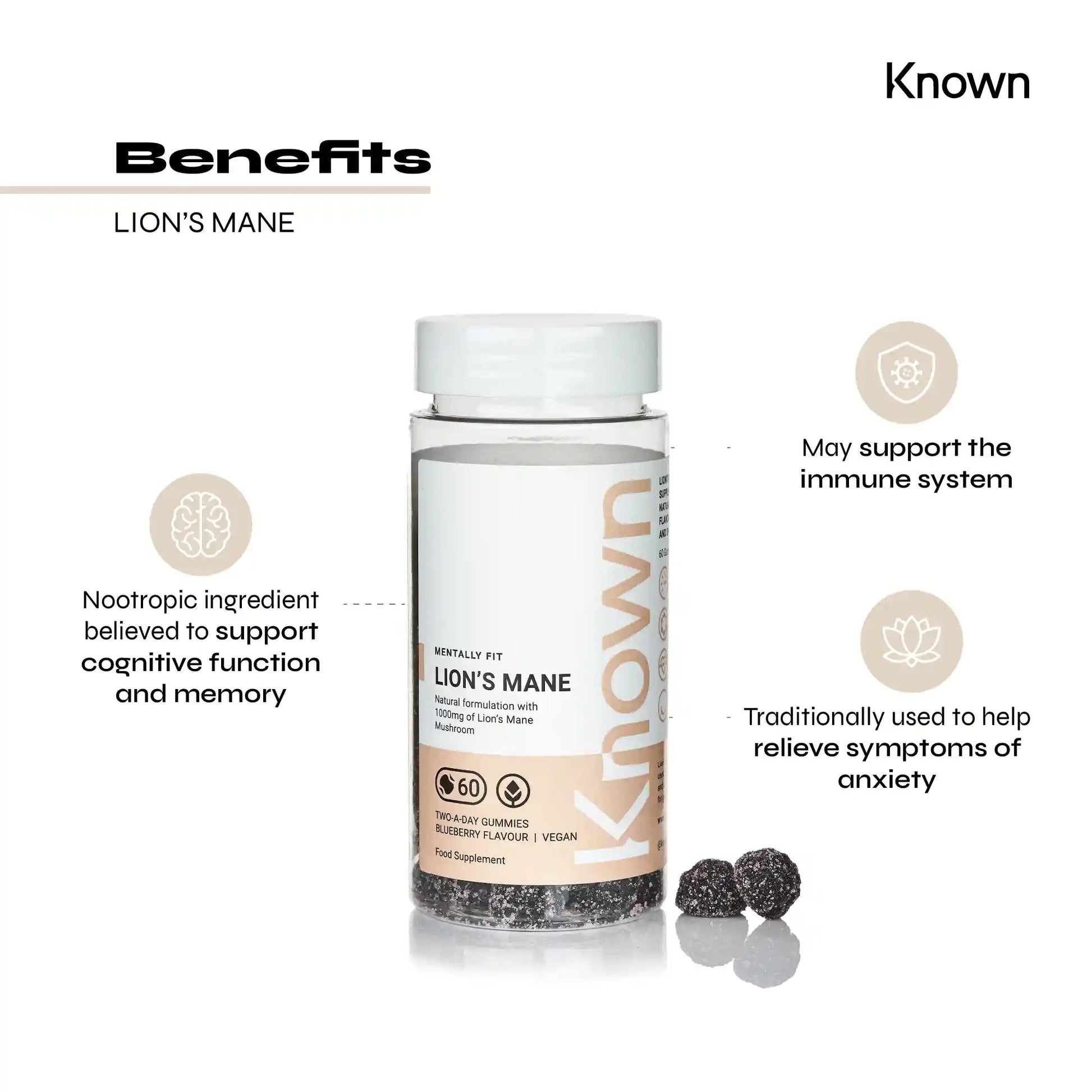 Known Nutrition Mentally Fit Known Nutrition Lion’s Mane Mushroom Gummies | 60 Gummies