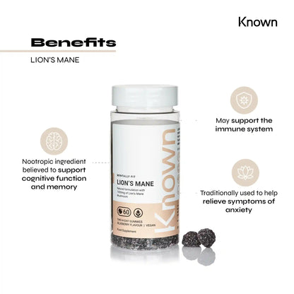 Known Nutrition Mentally Fit Known Nutrition Lion’s Mane Mushroom Gummies | 60 Gummies